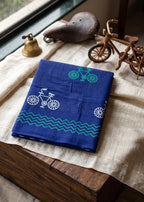 PURE HANDLOOM SOFT COTTON BLUE SAREE WITH BLOUSE