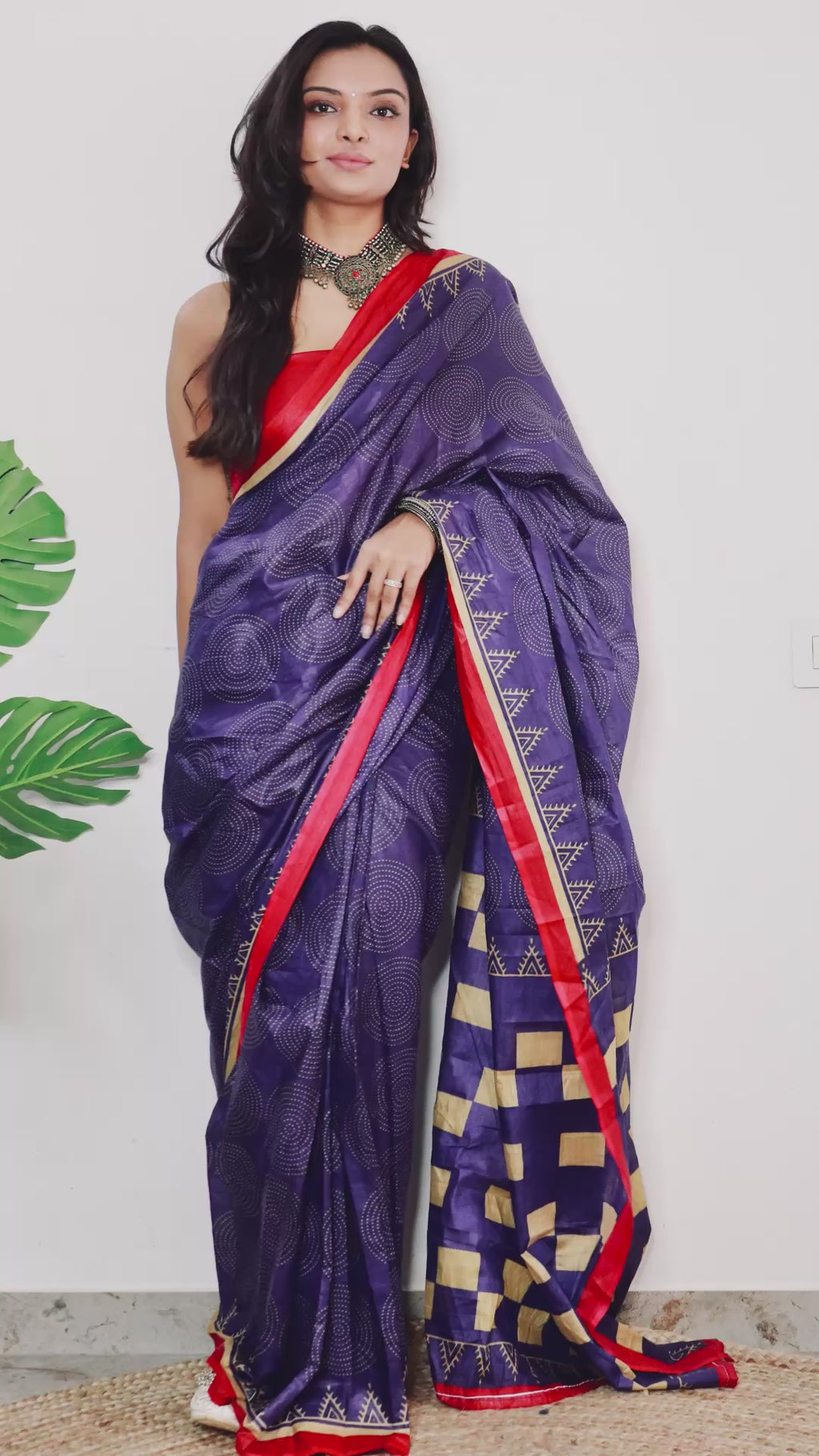 PARV SOFT PURE COTTON BAGRU BANDHANI HAND BLOCK PRINT NEVY BLUE SAREE