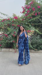 MADHURI SOFT PURE COTTON FANCY PRINTED BLUE SAREE