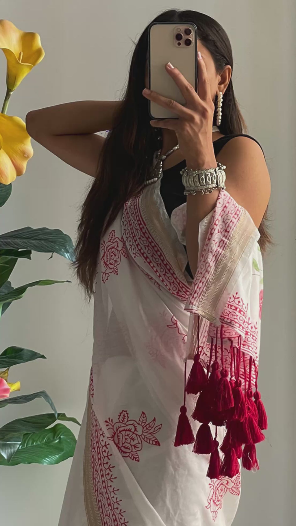 SMCPOOJA1001 PRIMUM NYLON VISCOSE HAND BLOCK ZARI BODAR RED SAREE