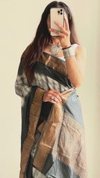 SELFI15 PRIMUM ASSAM SILK NECHRAL SOFT MATIRYAL GREY SAREE