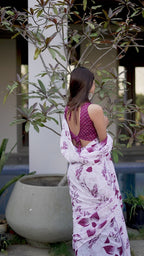 Akruti Floral Hand Block Printed Sarees With Fancy Latkan