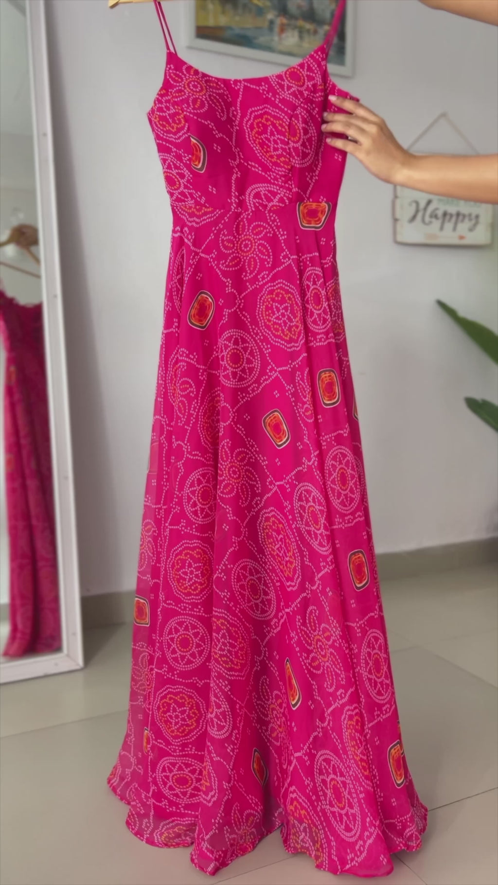 NKB-31BOTTLE GREEN AND PINK PRESENTING NEW DESIGNER PURE SOFT LIGHTWEIGHT CHIFFON BANDHEJ FULLY FLAIR GOWNDUPPTA PENT SET PINK READY TO WEAR FULLY STTICHED