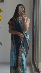 SELFI13 PRIMUM ASSAM SILK NECHRAL SOFT FANCY JACQUARD WITH SIKVANS BORDER DIMANDING WORK LIGHT BLUE SAREE