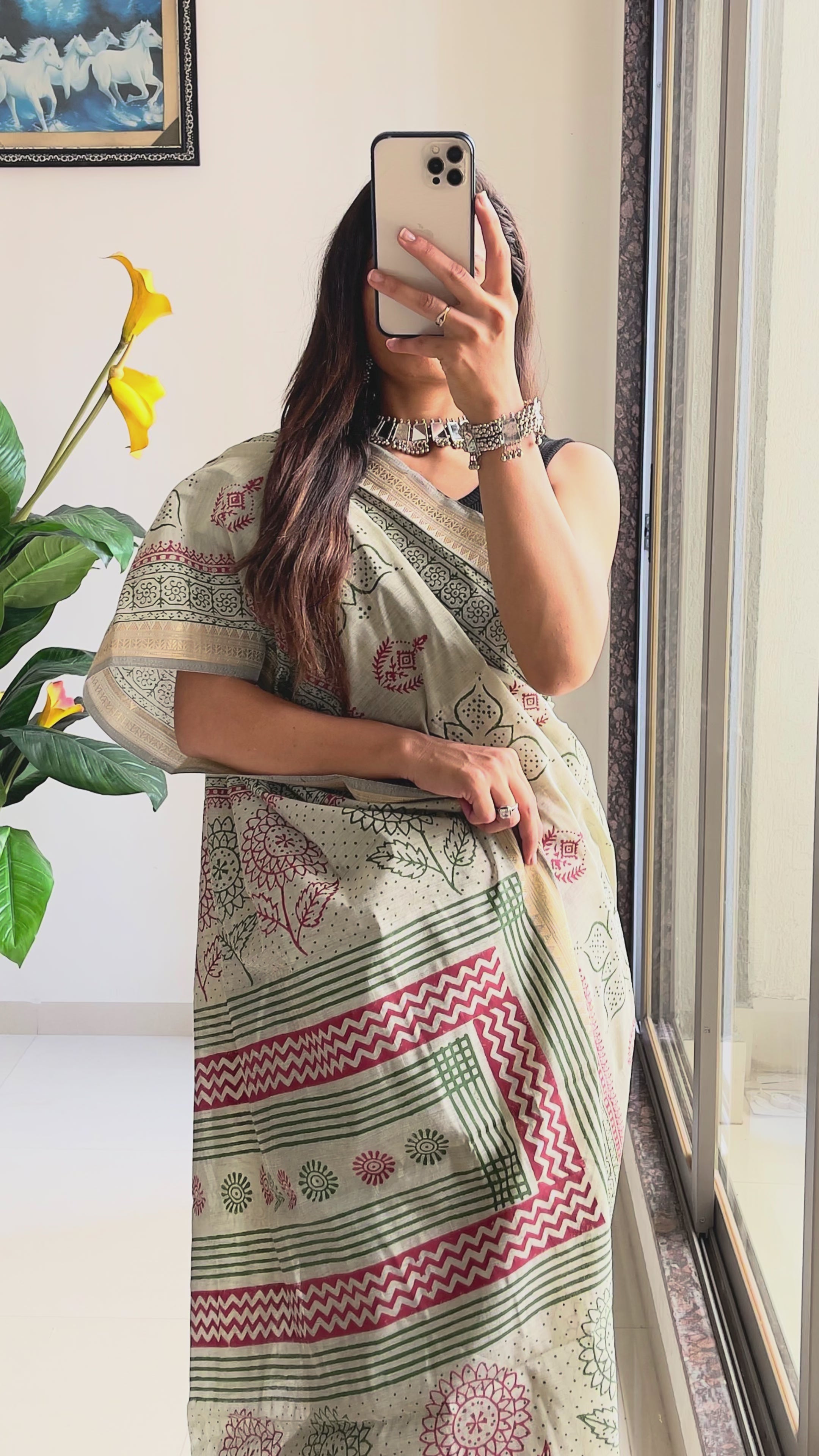 SELFI5 PRIMUM ORIGINAL LINEN WITH MANESHWARI BODAR LIGHT GREEN SAREE