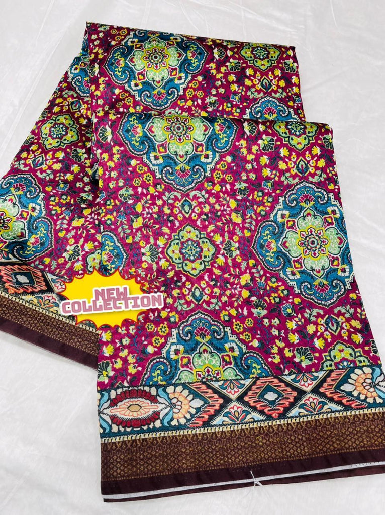 Resham Cotton Silk Fabric Ajarakh Print