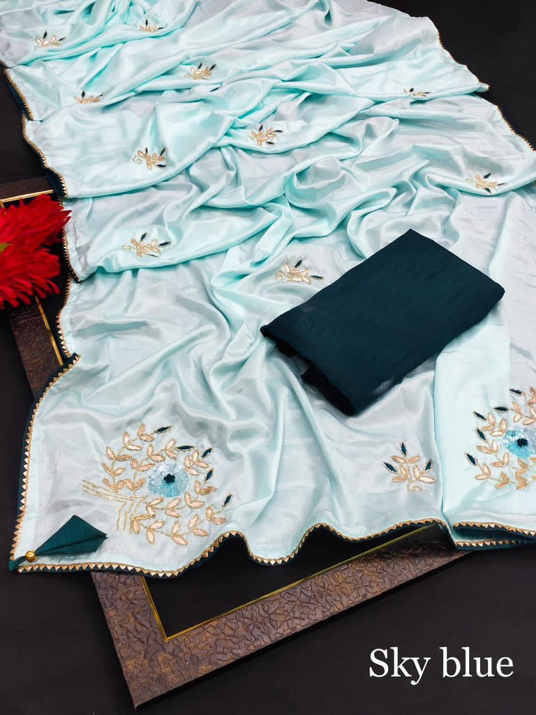 Cinon Silk saree with Handwork Kardana Work